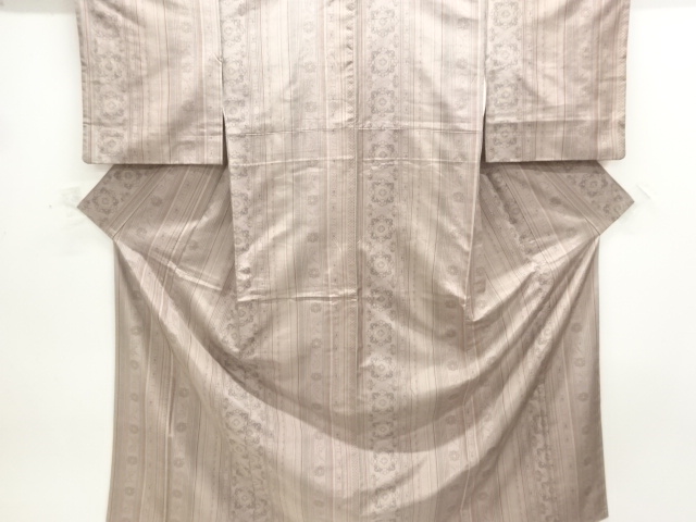 JAPANESE KIMONO / TSUMUGI / WOVEN FLOWER ARABESQUE